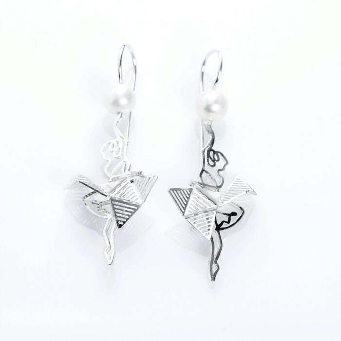 Opera earrings Ballerina, hõbe pärliga